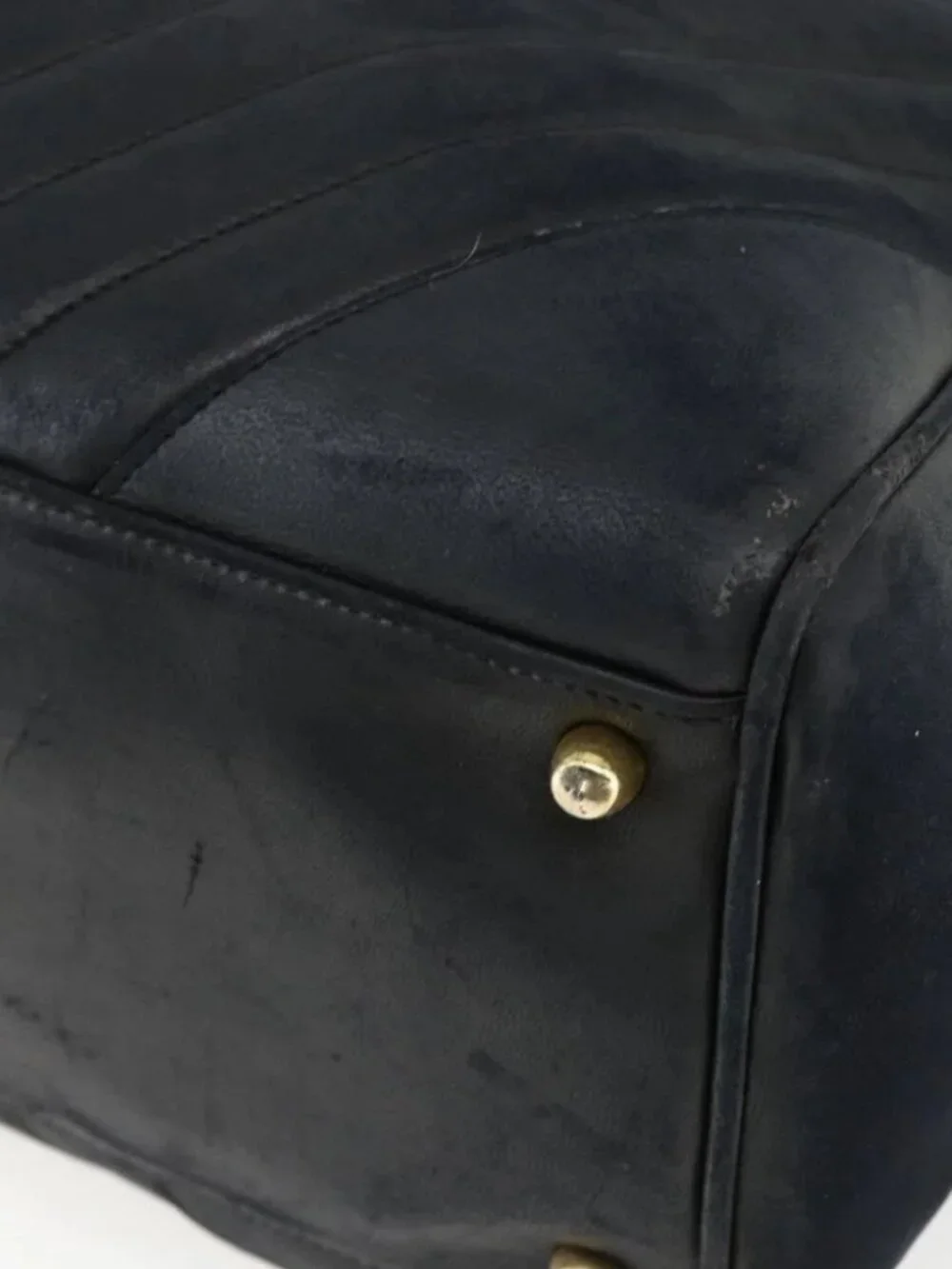 CHANEL Hand Bag Lamb Skin Black Gold CC Auth